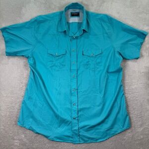Hooey Habitat Mens XL Western Shirt Short Sleeve Vented Fishing Turquoise Casual